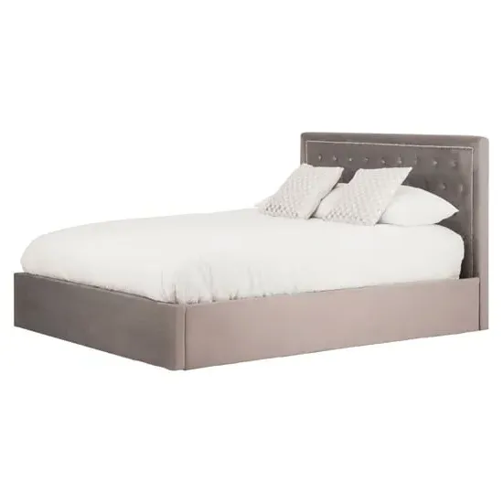 Hannata King Size Storage Ottoman Bed - Brushed Steel, Velvet