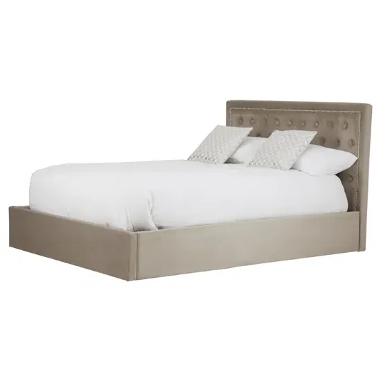 Hannata King Size Storage Ottoman Bed - Mink, Velvet