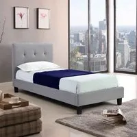Hanne Single Bed Frame - Grey, Linen alternate view