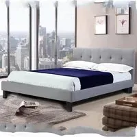 Hanne Single Bed Frame - Grey, Linen