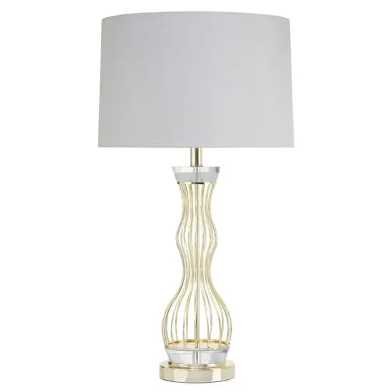 Hannes Table Lamp with Wireframe Base - White, Gold image