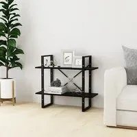 Hanny 2-Tier Bookshelf - Black, Pine Wood