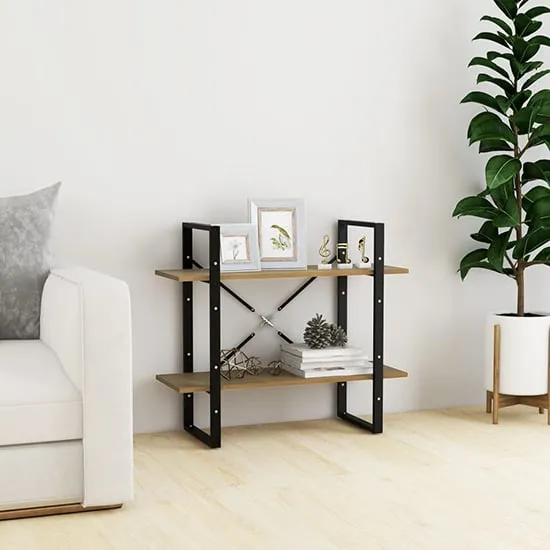 Hanny 2-Tier Bookshelf - Brown, Pine Wood