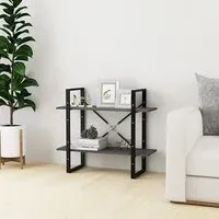 Hanny 2-Tier Bookshelf - Grey, Pine Wood