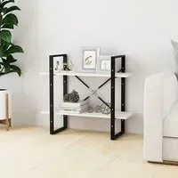 Hanny 2-Tier Bookshelf - White, Pine Wood