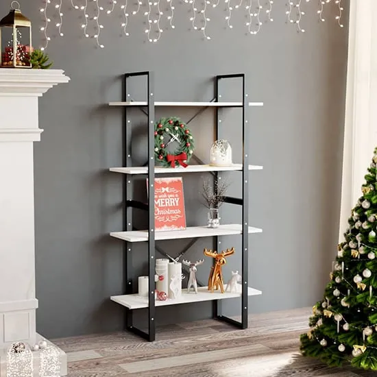 Hanny 4-Tier Bookshelf - White, Pine Wood