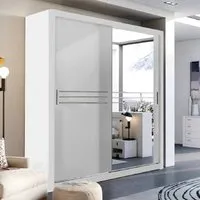 Hanover 2 Sliding Door Wardrobe with Mirror - Matt White alternate view
