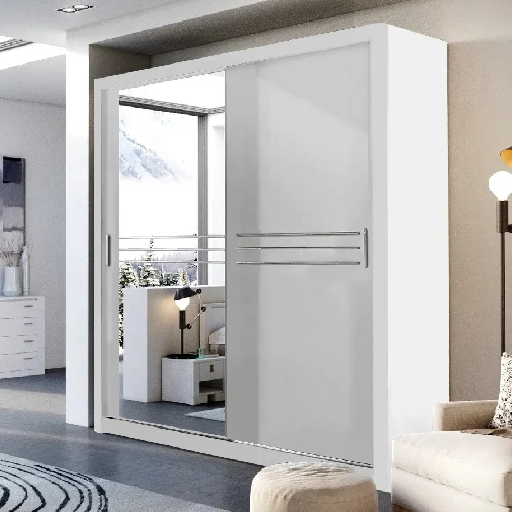Hanover 2 Sliding Door Wardrobe with Mirror - Matt White product