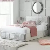 Hanover King Size Ottoman Bed Frame - Steel, Crushed Velvet