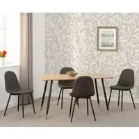 Hanover Oak Dining Table with 4 Alsip Chairs - Brown, Oak