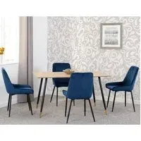 Hanover Oak Dining Table with 4 Avah Chairs - Blue, Oak
