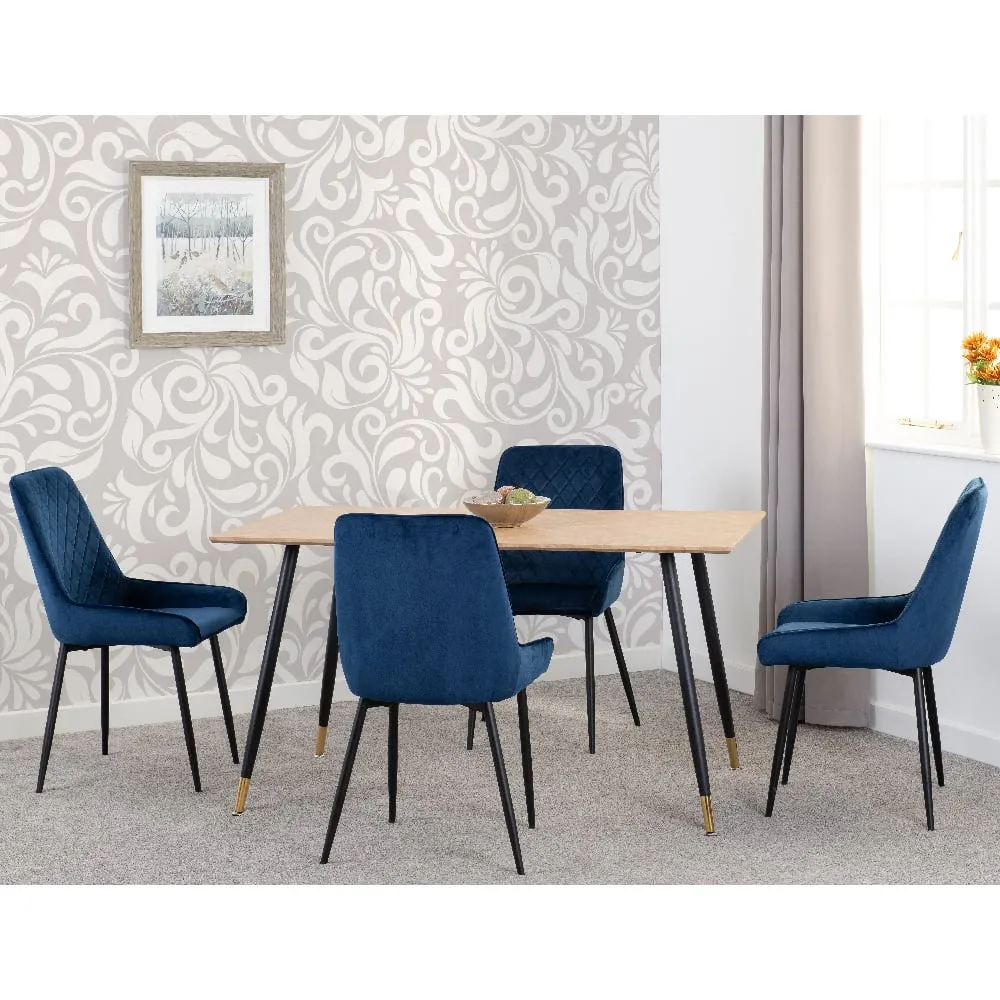 Hanover Oak Dining Table with 4 Avah Chairs - Blue, Oak