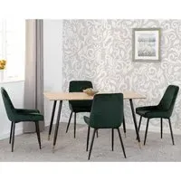 Hanover Oak Dining Table with 4 Avah Chairs - Green, Oak