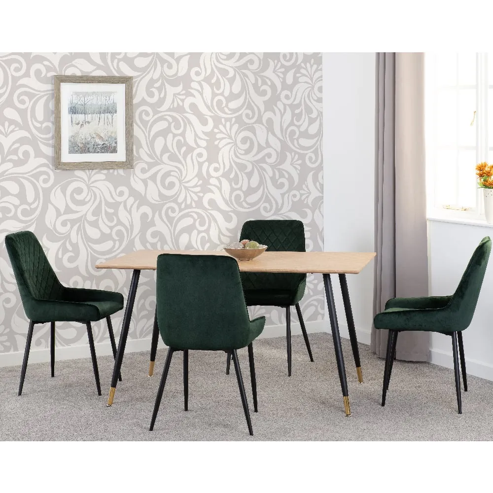 Hanover Oak Dining Table with 4 Avah Chairs - Green, Oak
