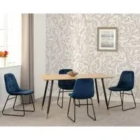 Hanover Oak Dining Table with 4 Lyster Chairs - Blue, Oak