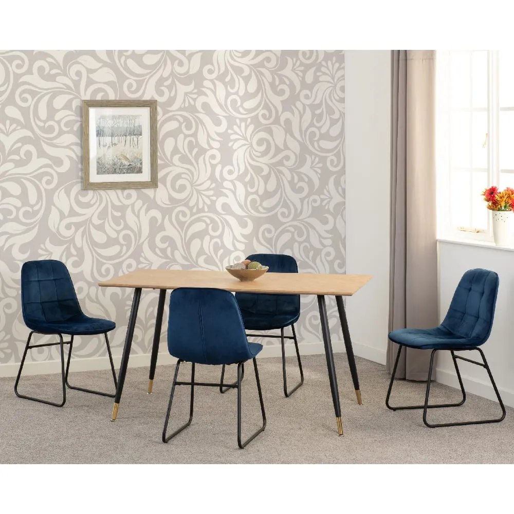 Hanover Oak Dining Table with 4 Lyster Chairs - Blue, Oak