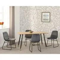 Hanover Oak Dining Table with 4 Lyster Chairs - Grey, Oak