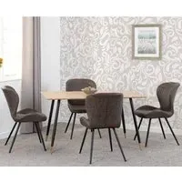 Hanover Oak Dining Table with 4 Qinson Chairs - Brown, Oak