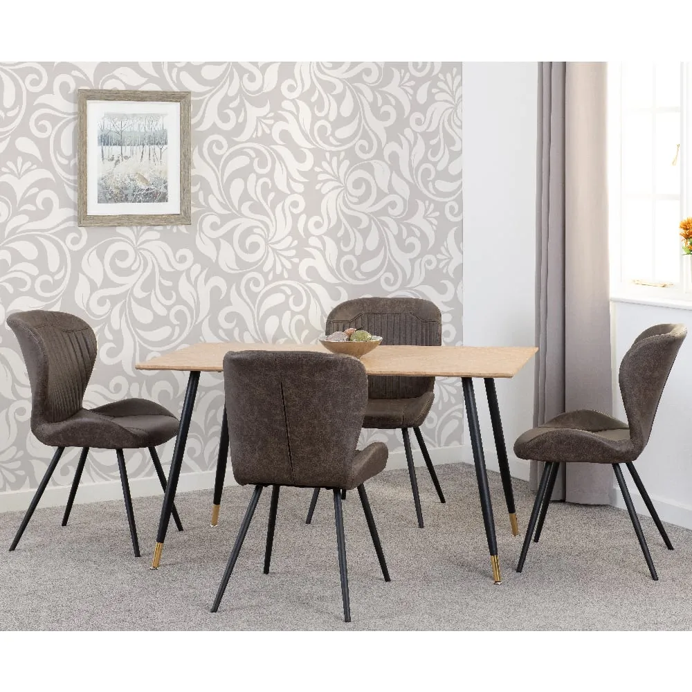 Hanover Oak Dining Table with 4 Qinson Chairs - Brown, Oak