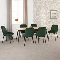 Hanover Oak Dining Table with 6 Avah Chairs - Green, Oak