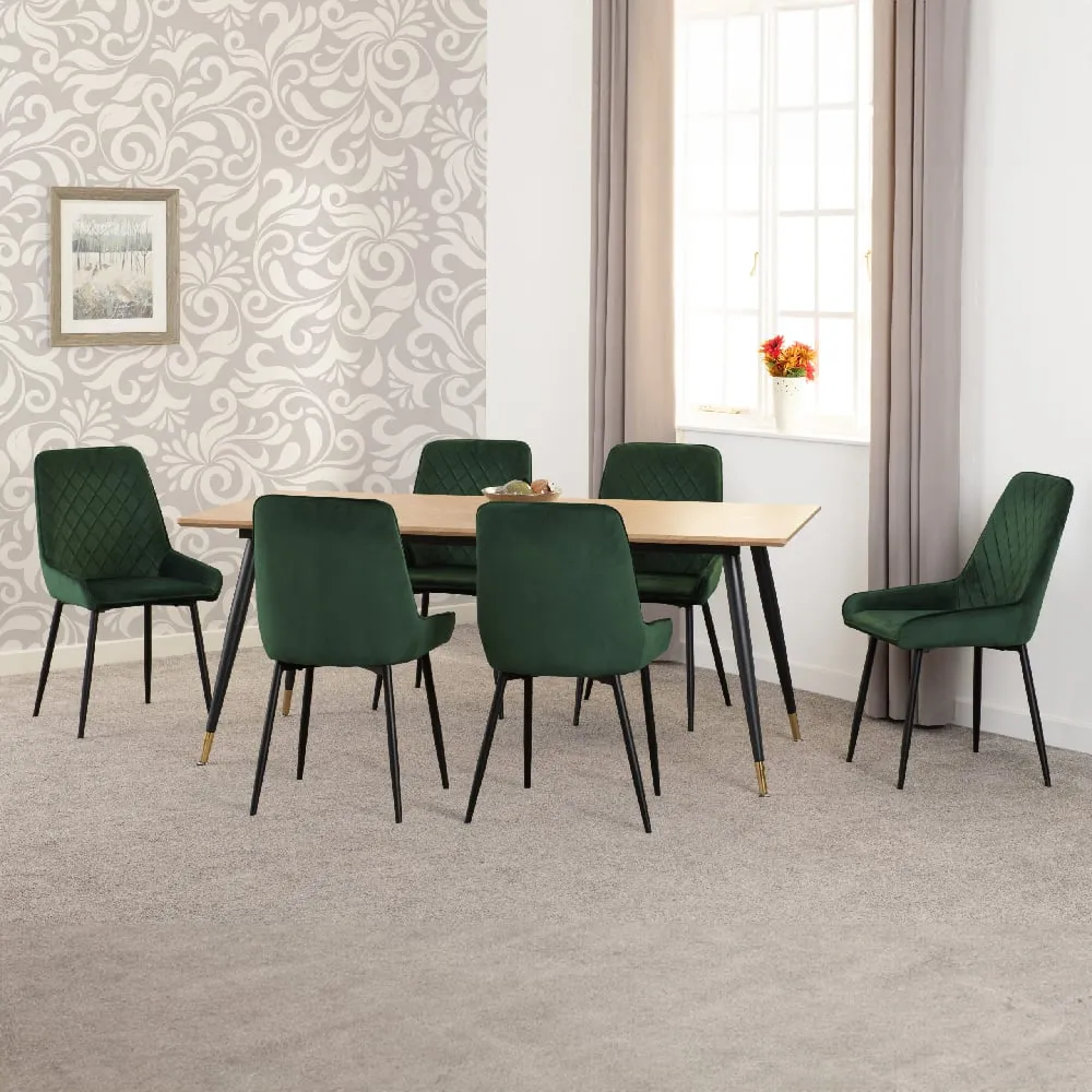 Hanover Oak Dining Table with 6 Avah Chairs - Green, Oak