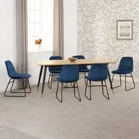 Hanover Oak Dining Table with 6 Lyster Chairs - Blue, Oak