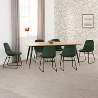 Hanover Oak Dining Table with 6 Lyster Chairs - Green, Oak