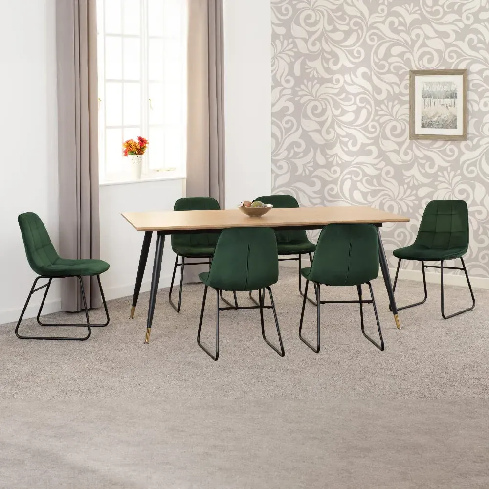 Hanover Oak Dining Table with 6 Lyster Chairs - Green, Oak