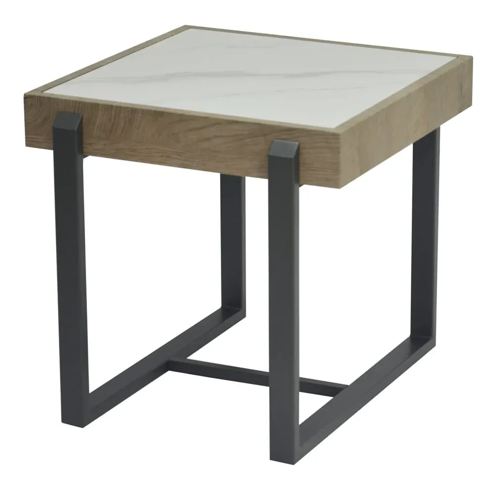 Hanover Sintered Stone End Table - Gun Grey Metal image