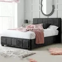 Hanover Small Double Bed Frame - Black, Crushed Velvet