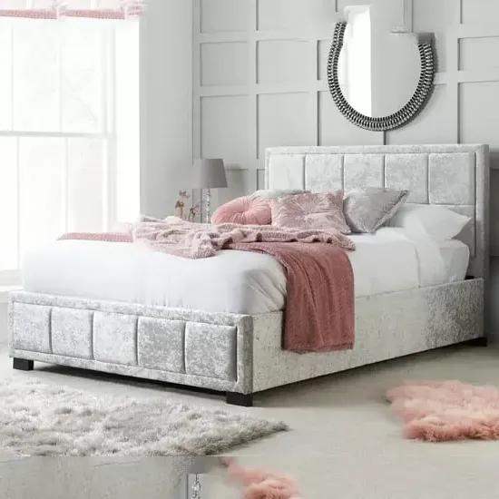 Hanover Small Double Bed Frame - Steel, Crushed Velvet