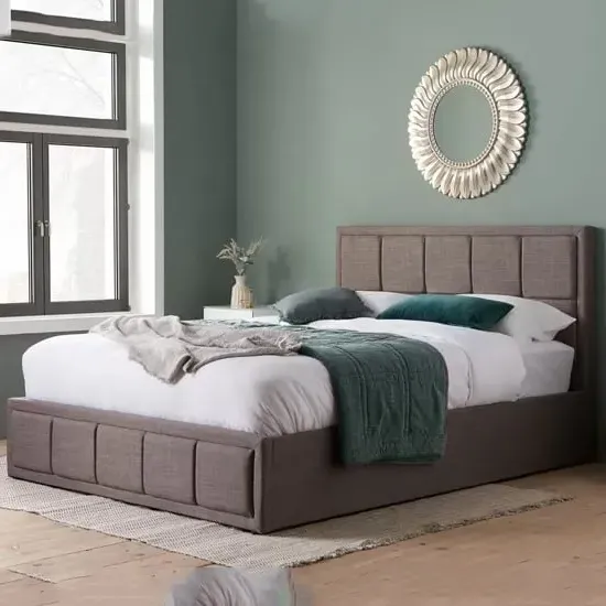 Hanover Small Double Ottoman Bed Frame - Grey, Fabric