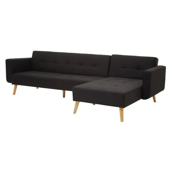 Hansa Large Corner Sofa - Black, Velvet image