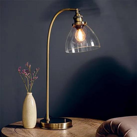 Hansen Adjustable Task Table Lamp with Switch - Antique Brass, Glass