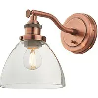Hansen Adjustable Wall Light with Switch - Aged Copper, Glass alternate view