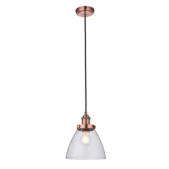 Hansen Pendant Light Height Adjustable - Aged Copper, Glass