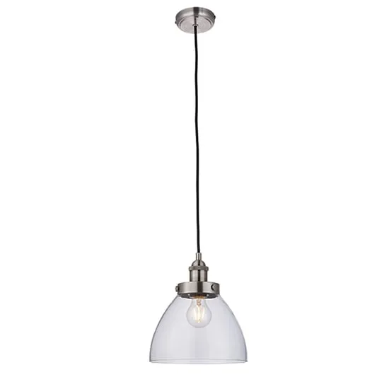 Hansen Pendant Light Height Adjustable - Brushed Silver, Glass