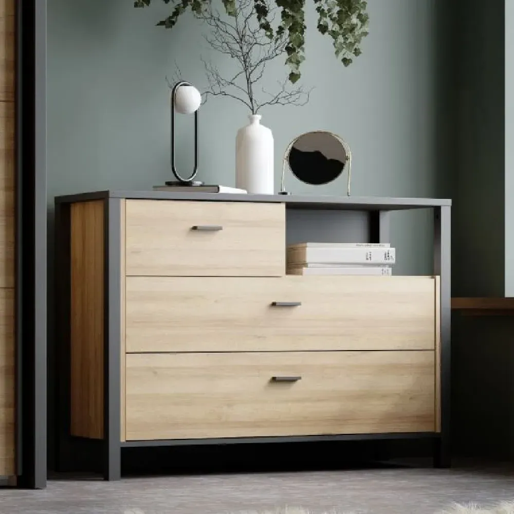 Harbor 3-Drawer Chest - Black, Oak