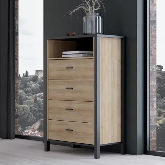 Harbor Chest of 4 Drawers - Black, Oak