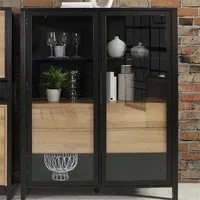 Harbor Display Cabinet with 2 Doors - Black, Oak