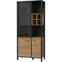 Harbor Display Cabinet with 3 Doors - Black, Oak