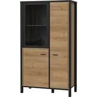 Harbor Display Cabinet with 3 Doors - Black, Oak