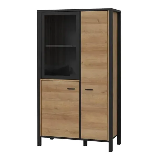 Harbor Display Cabinet with 3 Doors - Black, Oak
