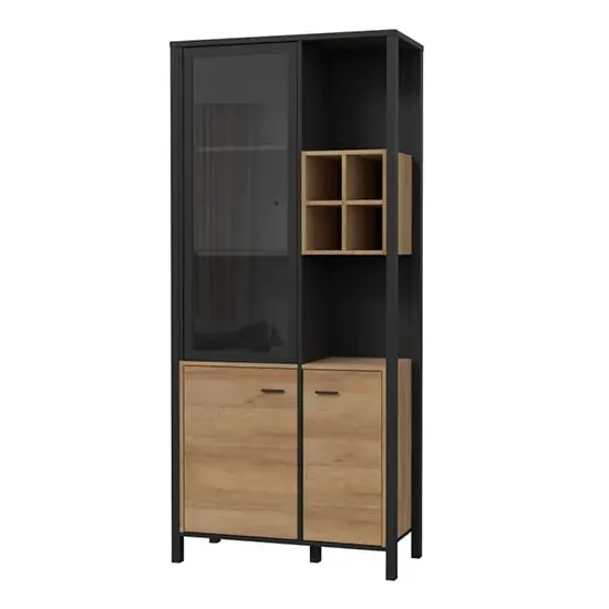 Harbor Display Cabinet with 3 Doors - Black, Oak