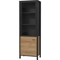 Harbor Display Cabinet with Glass Door - Black, Oak