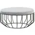 Harbor Round Stool with Caged Base - Grey, Velvet