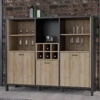 Harbor Shelving Unit with 3 Doors - Black, Oak