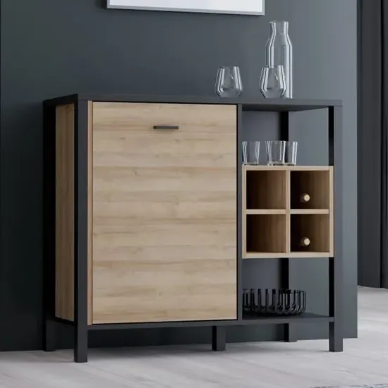 Harbor Storage Cabinet with 1 Door - Black, Oak