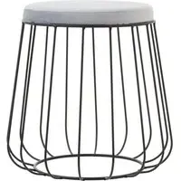 Harbor Tall Stool with Caged Base - Grey, Velvet