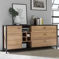 Harbor Wooden Sideboard with 3 Drawers - Black, Oak